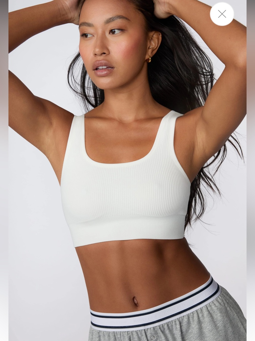 Harper Wilde ‘Liberation for All’ Ribbed Seamless Scoop Bralette in White Sz M